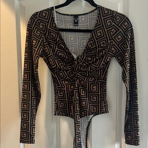 Windsor Black and Brown Patterned Bodysuit